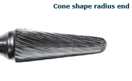 hss rotary burrs-cone-shape-radius-end