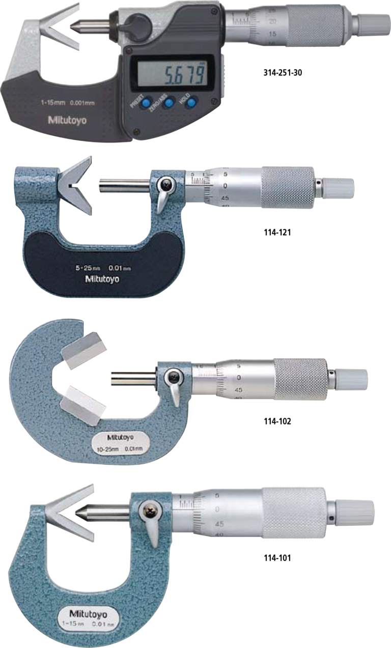 MitutoyoSERIES 314, 1143 Flutes and 5 FlutesVAnvil Micrometers