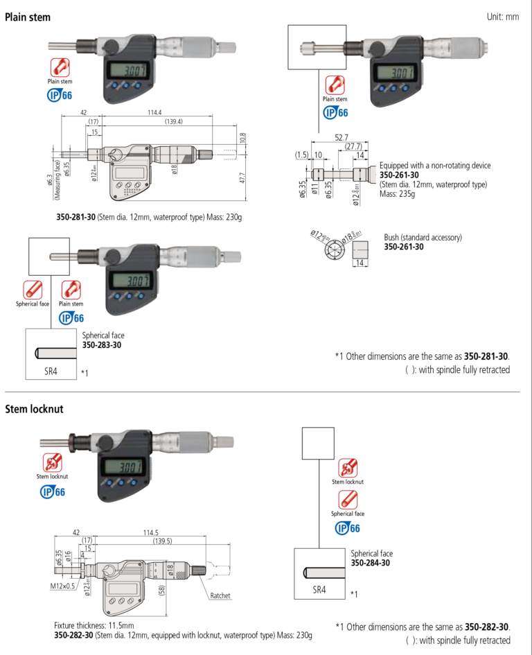 MitutoyoSeries 164, 350Digimatic Micrometer Heads