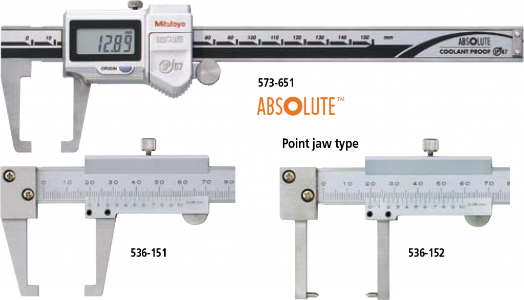 MitutoyoSERIES 573, 536 — ABSOLUTE Digimatic and vernier typeNeck Caliper