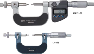 Mitutoyo-SERIES 324, 124 — Interchangeable Ball Anvil / Spindle Tip Type-Gear Tooth Micrometers