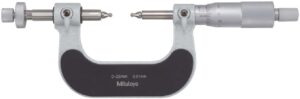 MITUTOYO SERIES 124 GEAR TOOTH MICROMETER WITH INTERCHANGEABLE BALL ANVIL/ SPINDLE TIP TYPE